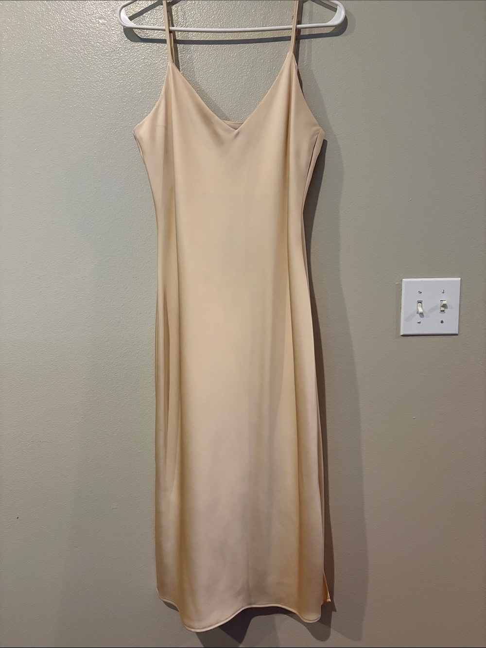 Gianni Bini Nude Slip Midi Dress with Spaghetti Straps